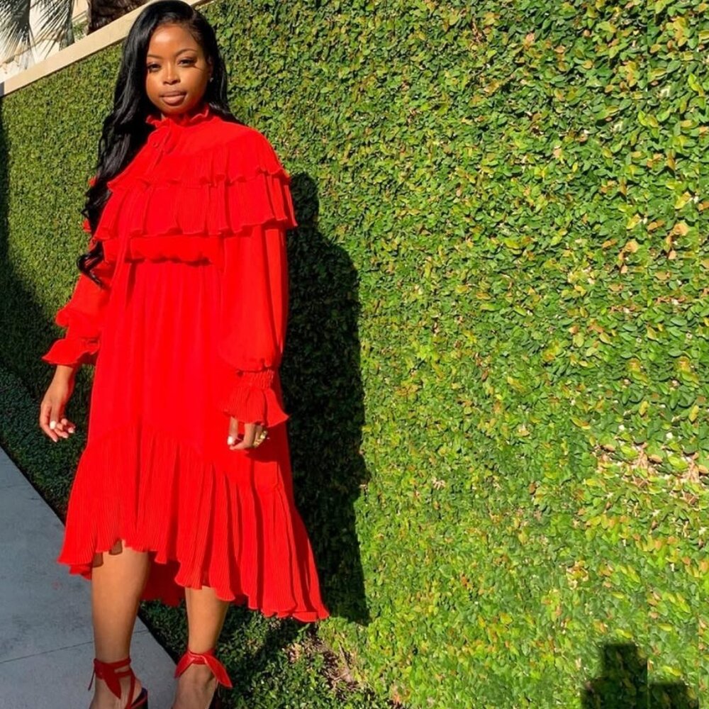 Y.A.S Tall Gaho Tiered Ruffle Maxi Dress with pussybow collar